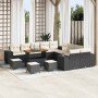 Conjunto de sofá de jardín 14 pcs Negro y crema ratán sintético en Sofás de exterior | Comprar online en Foro24