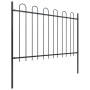 Valla de jardín con aro superior de acero 714,5x120 cm negra