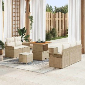 Conjunto de sofá de jardín 8 pcs Beige y Crema 80 x 80 x 71 cm Conjunto de sofá de jardín 8 pcs Beige y Crema 80 x 80 x 71 cm