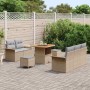 Conjunto de sofá de jardín con cojín 8 pcs Beige y Gris Claro