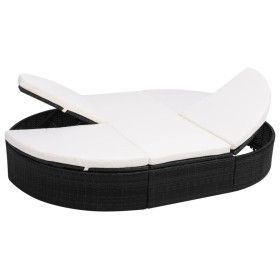 Garden lounger with black synthetic rattan cushions by vidaXL, Outdoor beds - Ref: Foro24-42940, Price: 306,03 €, Discount: %
