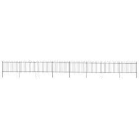 Valla de jardín con aro superior de acero 1426x120 cm negra