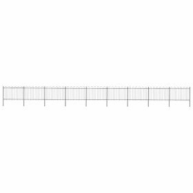 Valla de jardín con aro superior de acero 1603,5x120 cm negra en Paneles de vallas | Comprar online en Foro24