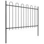Valla de jardín con aro superior de acero 1603,5x120 cm negra
