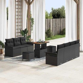 Conjunto de sofá de jardín 10 pcs Negro 90 x 55 x 71 cm Conjunto de sofá de jardín 10 pcs Negro 90 x 55 x 71 cm