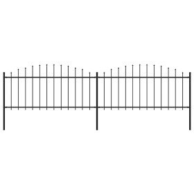 Valla de jardín con puntas de lanza acero negro (0,5-0,75)x3,4m