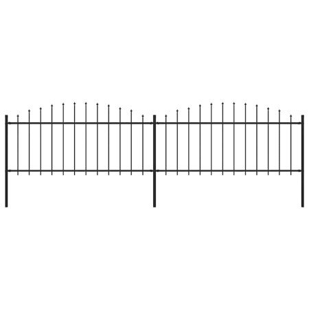Valla de jardín con puntas de lanza acero negro (0,5-0,75)x3,4m en Paneles de vallas | Comprar online en Foro24