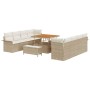 Conjunto de sofá de jardín con cojín 11 pcs Beige y Crema