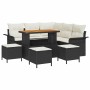 Conjunto de sofá de jardín 9 pcs Negro y crema 110 x 55 x 71 cm