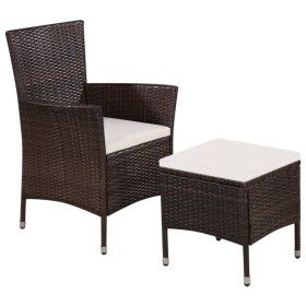 Garden chairs and stool with brown synthetic rattan cushions by vidaXL, Garden chairs - Ref: Foro24-44090, Price: 109,58 €, D...