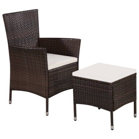 Gartenstühle und Hocker mit braunen synthetischen Rattankissen von vidaXL, Gartenstühle - Ref: Foro24-44090, Preis: 109,58 €,...