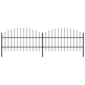Valla de jardín con punta de lanza de acero 359x100 cm negra