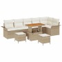 Conjunto de sofá de jardín 9 pcs Beige y Crema 90 x 55 x 71 cm