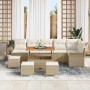 Conjunto de sofá de jardín con cojín 10 pcs Beige y Crema