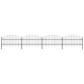 Valla de jardín con punta de lanza de acero 714,5x100 cm negra