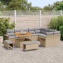 Conjunto de sofá de jardín con cojín 12 pcs Beige y Gris Claro