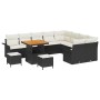 Conjunto de sofá de jardín 12 pcs Negro y crema 80 x 80 x 71 cm