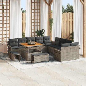 Conjunto de sofá de jardín 13 pcs Gris 100 x 100 x 71 cm