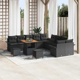 Conjunto de sofá de jardín 13 pcs Negro 80 x 80 x 71 cm Conjunto de sofá de jardín 13 pcs Negro 80 x 80 x 71 cm