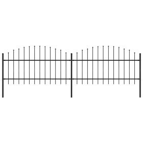 Valla de jardín con punta de lanza de acero 359x125 cm negra