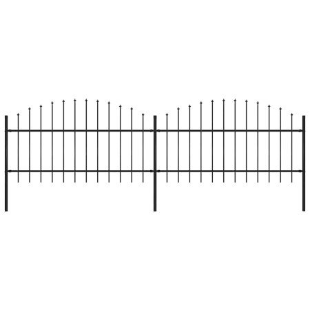 Valla de jardín con punta de lanza de acero 359x125 cm negra en Paneles de vallas | Comprar online en Foro24