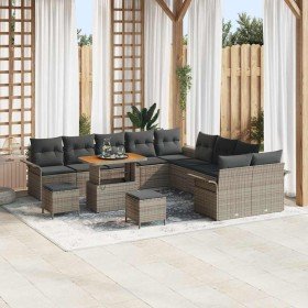 Conjunto de sofá de jardín 13 pcs Gris 90 x 55 x 71 cm