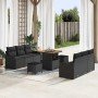 Conjunto de sofá de jardín con cojín con almohada 9 pcs Negro en Sofás de exterior | Comprar online en Foro24