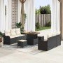 Conjunto de sofá de jardín con cojín 9 pcs Negro y crema en Sofás de exterior | Comprar online en Foro24