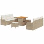 Conjunto de sofá de jardín 9 pcs Beige y Crema 80 x 80 x 71 cm
