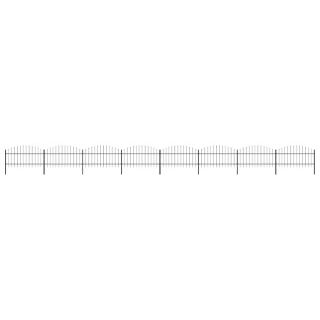 Valla de jardín con puntas de lanza acero negro (1-1,25)x13,6 m