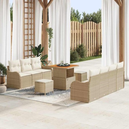 Conjunto de sofá de jardín 10 pcs Beige y Crema 80 x 80 x 71 cm