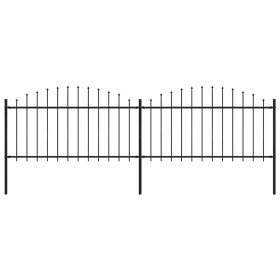 Valla de jardín con punta de lanza de acero 359x150 cm negra