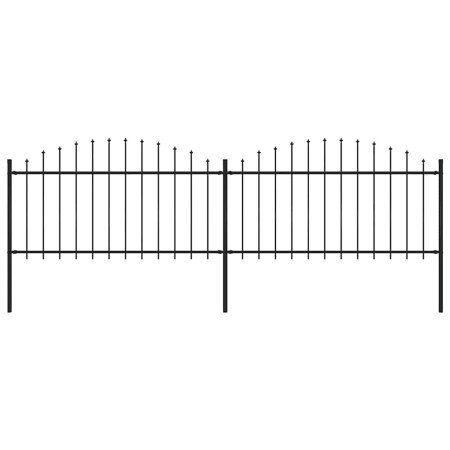 Valla de jardín con punta de lanza de acero 359x150 cm negra en Paneles de vallas | Comprar online en Foro24