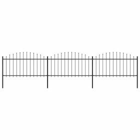 Valla de jardín con punta de lanza de acero 537x150 cm negra