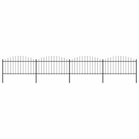 Valla de jardín con punta de lanza de acero 714,5x150 cm negra