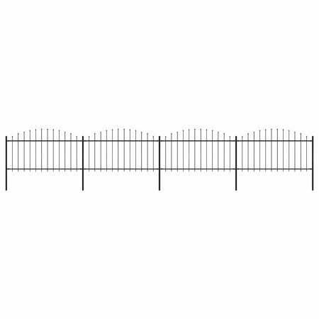Valla de jardín con punta de lanza de acero 714,5x150 cm negra en Paneles de vallas | Comprar online en Foro24
