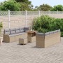 Conjunto de sofá de jardín con cojín 11 pcs Beige y Gris Claro