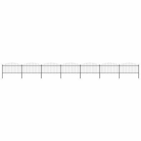 Valla de jardín con punta de lanza de acero 1248x150 cm negra en Paneles de vallas | Comprar online en Foro24