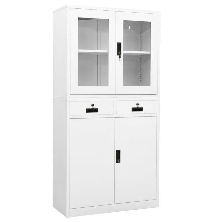 Armario oficina acero vidrio templado blanco 90x40x180 cm en Taquillas y armarios de almacenamiento | Comprar online en Foro24