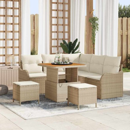 Conjunto de sofá de jardín 8 pcs Beige y Crema 80 x 80 x 71 cm