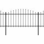 Valla de jardín con punta de lanza de acero 1426x150 cm negra en Paneles de vallas | Comprar online en Foro24