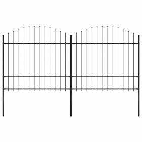 Valla de jardín con punta de lanza de acero 359x175 cm negra