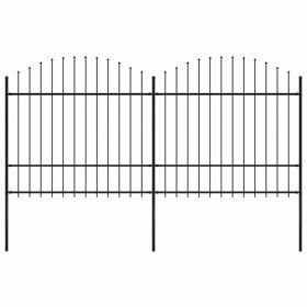 Valla de jardín con punta de lanza de acero 359x175 cm negra
