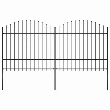 Valla de jardín con punta de lanza de acero 359x175 cm negra