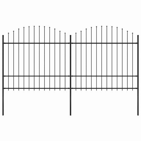 Valla de jardín con punta de lanza de acero 359x175 cm negra en Paneles de vallas | Comprar online en Foro24