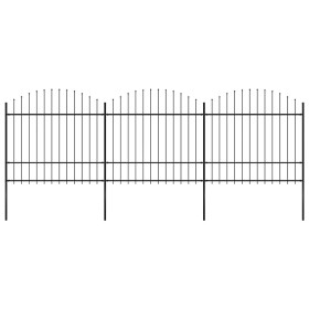 Valla de jardín con punta de lanza de acero 537x175 cm negra