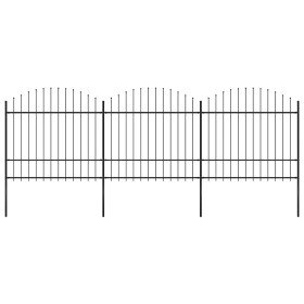 Valla de jardín con punta de lanza de acero 537x175 cm negra