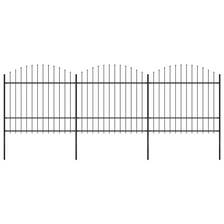 Valla de jardín con punta de lanza de acero 537x175 cm negra