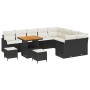 Conjunto de sofá de jardín 12 pcs Negro y crema 80 x 80 x 71 cm