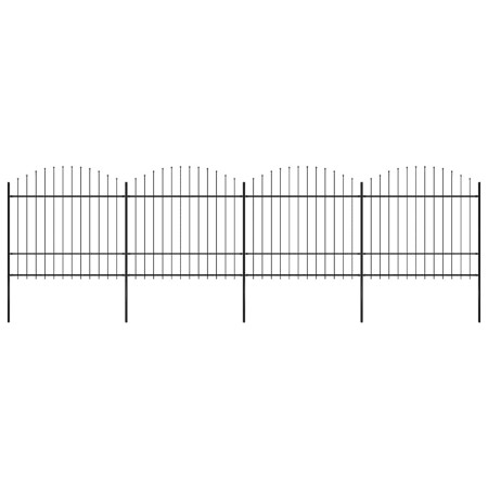 Valla de jardín con punta de lanza de acero 714,5x175 cm negra